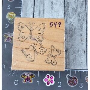 Great Impressions Trio Butterflies D286 Rubber Stamp #R68